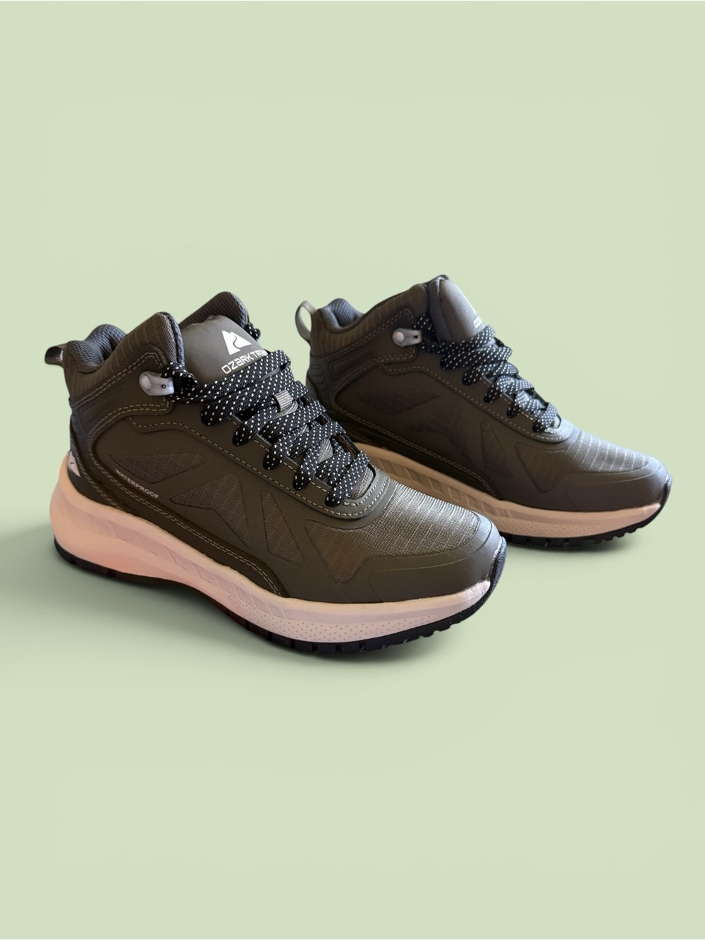 Women's Olive Lace-Up Boot Sneakers with Padded Collar